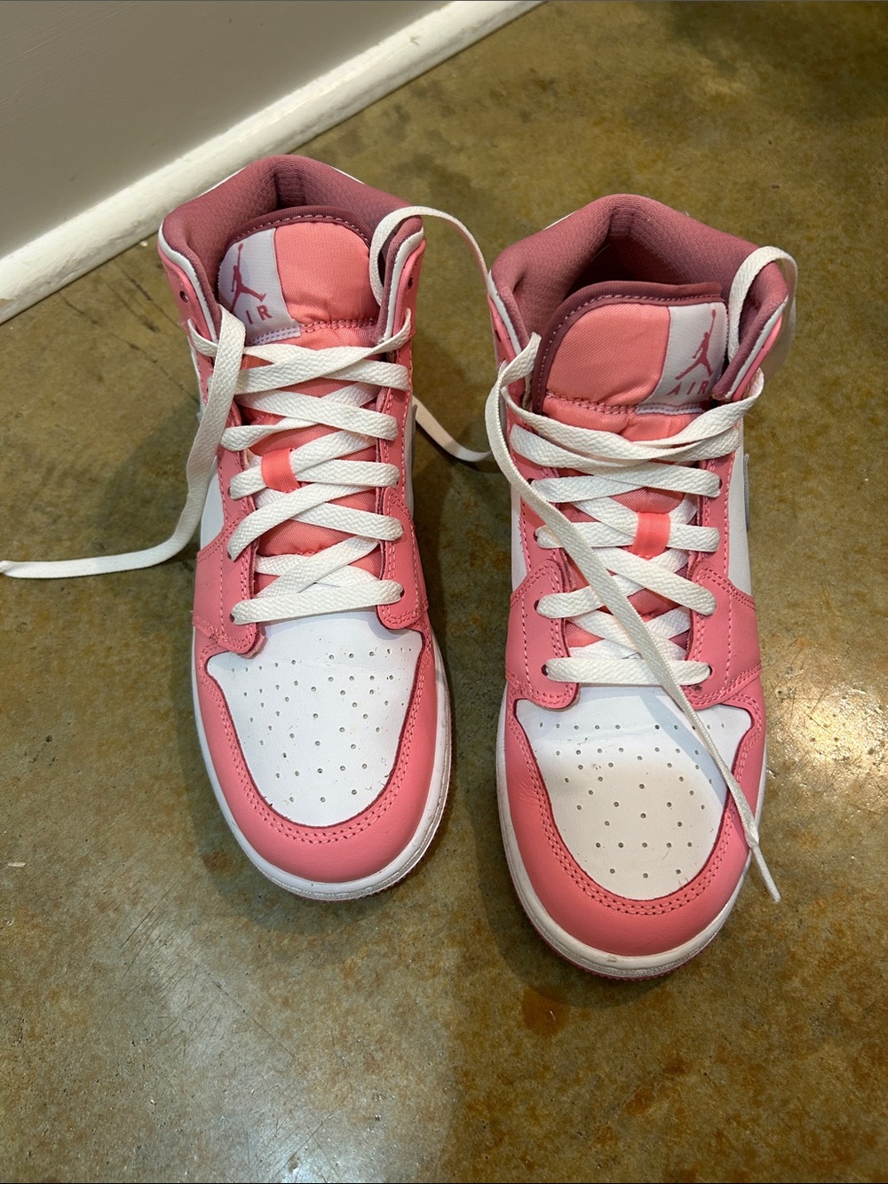 Nike Kids Pink and White High-Top Sneakers